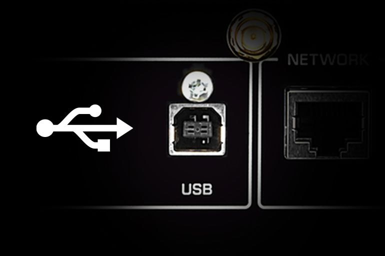 Closeup of USB DAC connection.