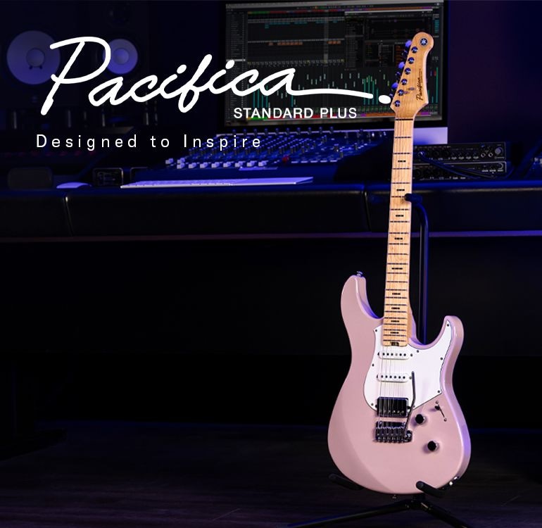 Pacifica professional logo & designed to inspire. Standard Plus Ash Pink (maple) on a stand in a studio.