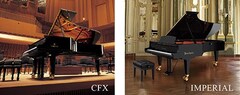 angled view of Yamaha CFX and Bösendorfer Imperial pianos