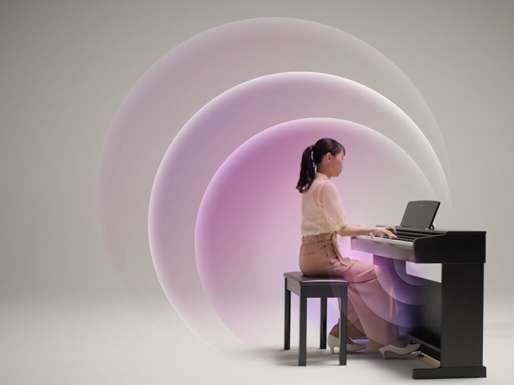 Sound waves expanding from an ARIUS piano