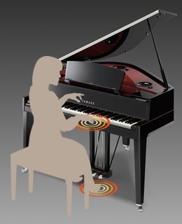 The Tactile Response System (TRS) recreates the sensation of piano body vibration.
