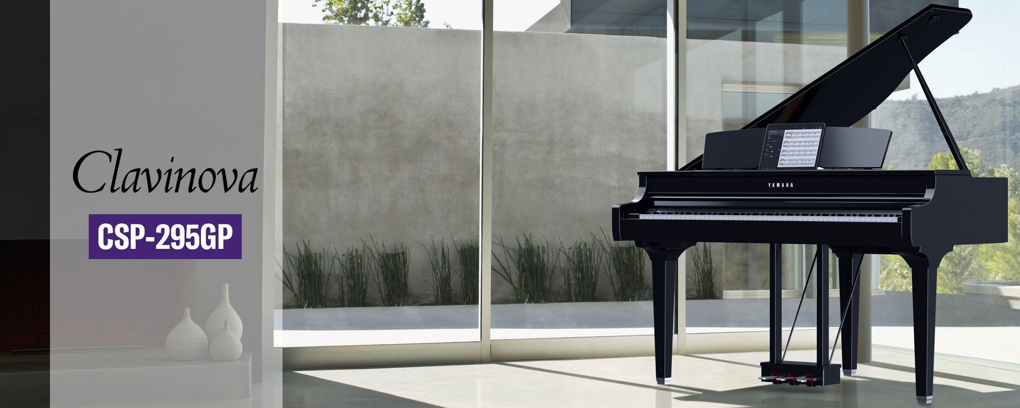 Lifestyle image of polished ebony Yamaha Clavinova CSP-295GP Digital Piano