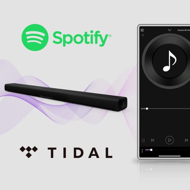 Image showing sound bar is used with spotify, tidal, etc 