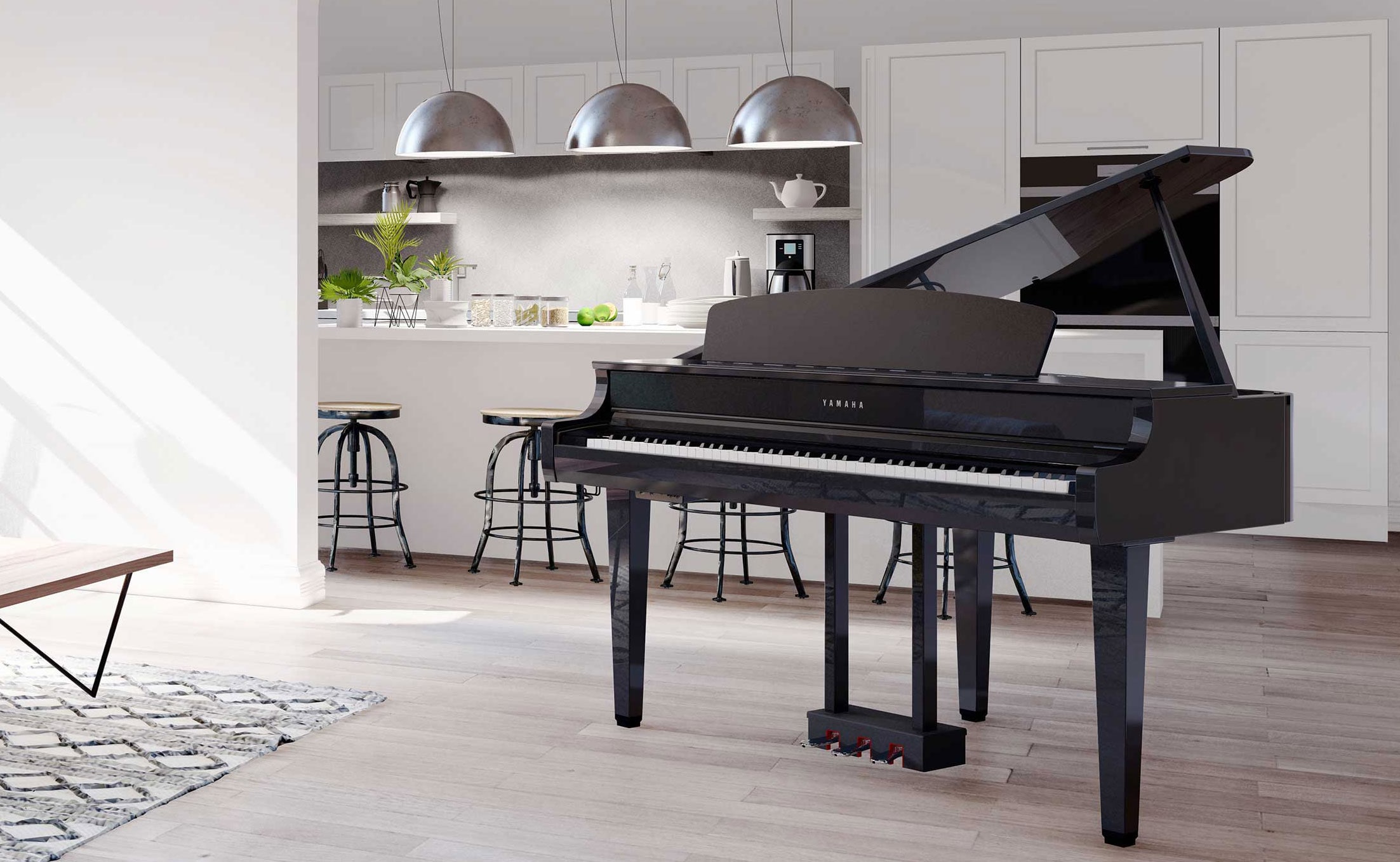  lifestyle image showing Yamaha Digital piano in a room