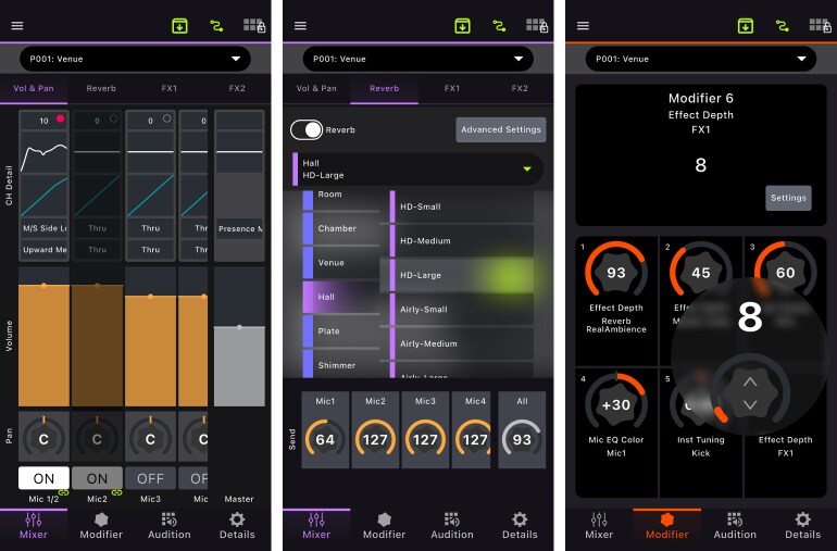 The EAD Touch app screen showing detailed settings.