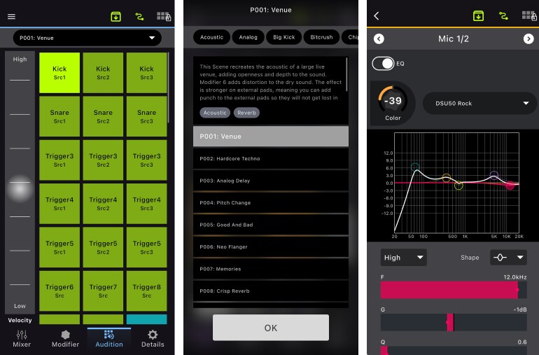The EAD Touch app screen for managing scenes and backups.