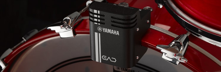 Closeup view of EAD10 module on Yamaha acoustic drum