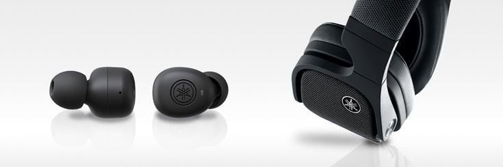 Image of Yamaha true wireless earbuds and headphone