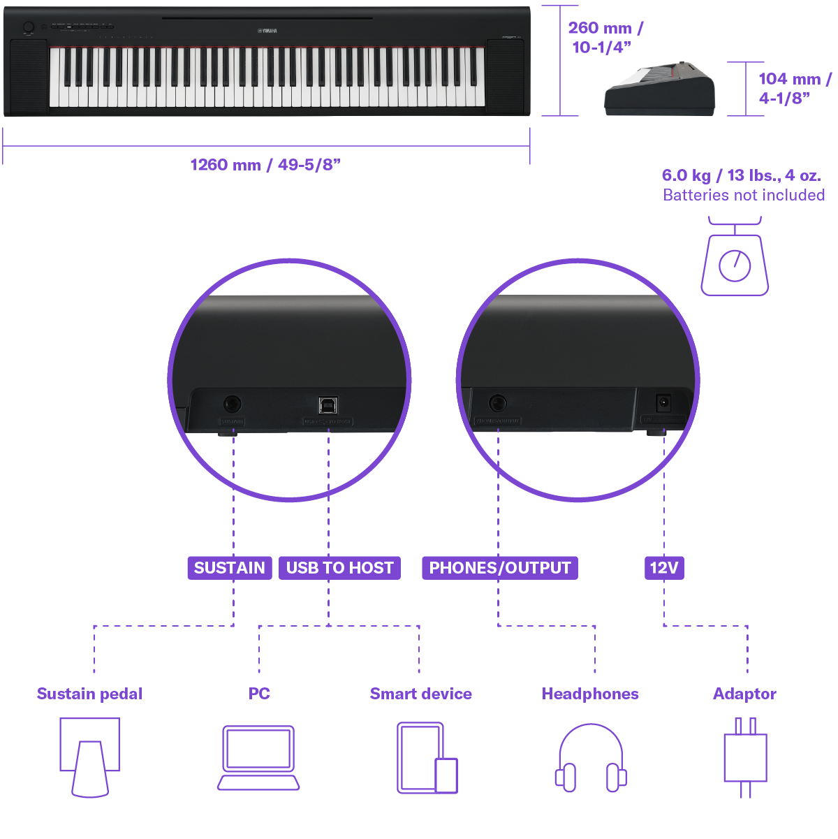 Yamaha Piaggero NP-35 76-key Portable Piano - Black
