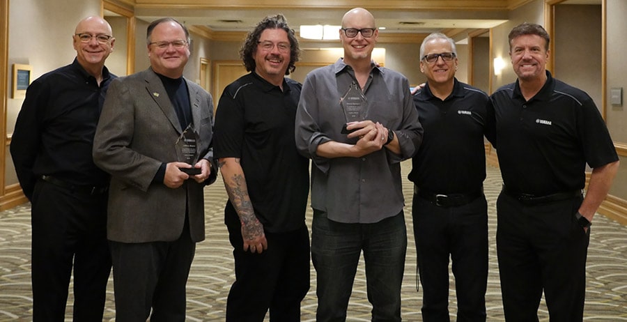 From left to right: John Wittmann, director, Artist Relations and Education; Jeffrey Moore, Award Recipient; Greg Crane, manager, Artist Relations; David Stanoch, Award Recipient; David Jewell, manager, Marketing Communications; Steven Fisher, product marketing manager, Acoustic and DTX Drums