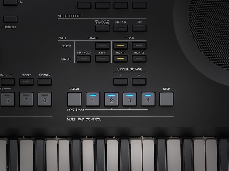 Close-up of the PSR-SX620 Multi Pads used to trigger phrases, patterns, and loops.