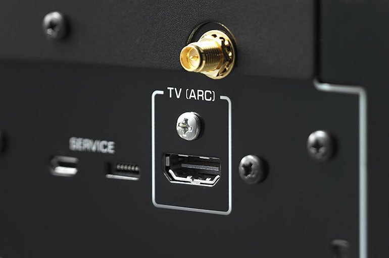 Closeup of HDMI with ARC terminal.