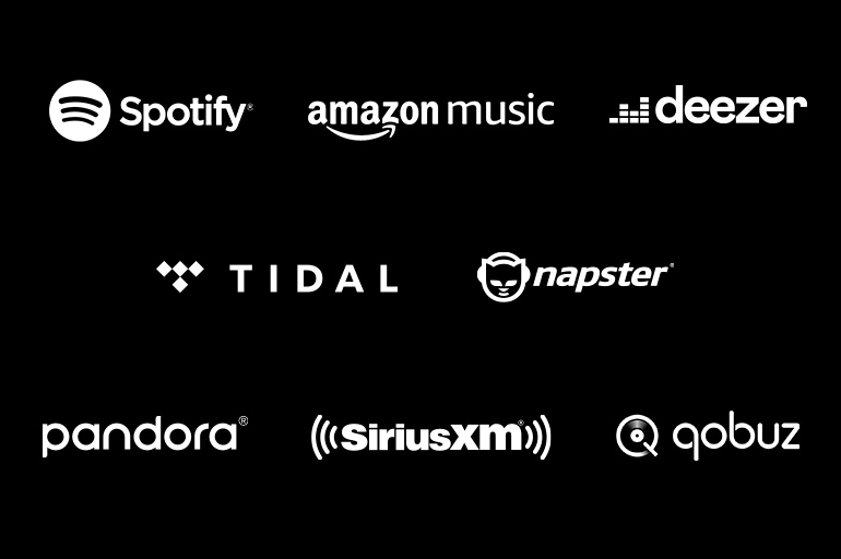 Logos of various streaming services.