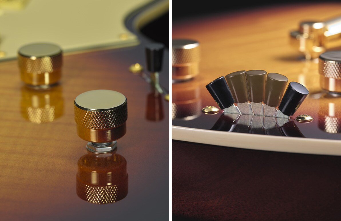 Close-up of the RS20MM Focus Switch and 5-way pickup selector