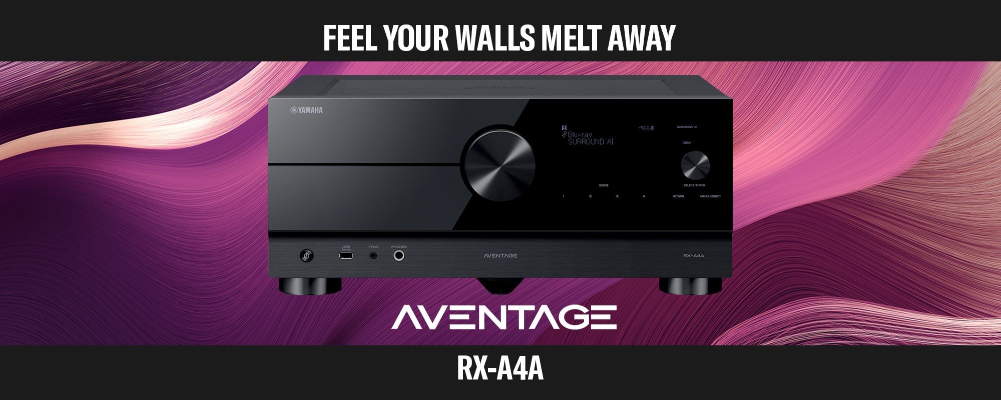 Feel Your Walls Melt Away - Yamaha AVENTAGE RX-A4A 7.2-Channel AV Receiver with 8K HDMI and MusicCast Header - Desktop