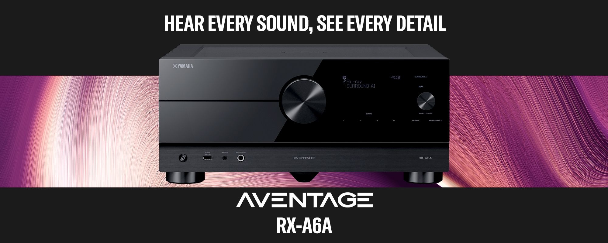 Hear Every Sound, See Every Detail - Yamaha AVENTAGE RX-A6A 9.2-Channel AV Receiver with 8K HDMI and MusicCast Header - Desktop