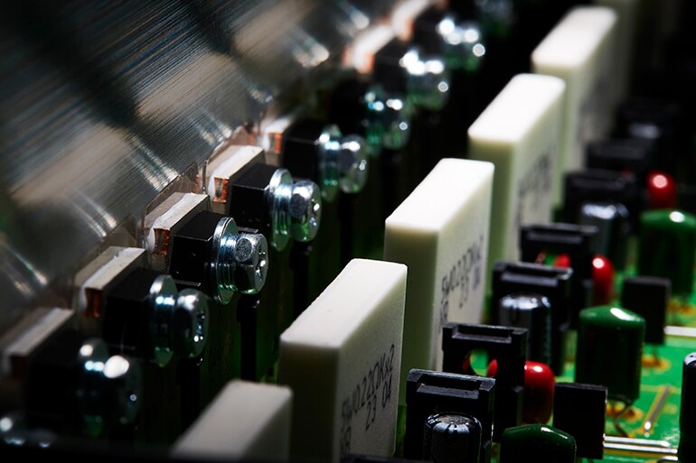 The internal circuit board of the RX500A.