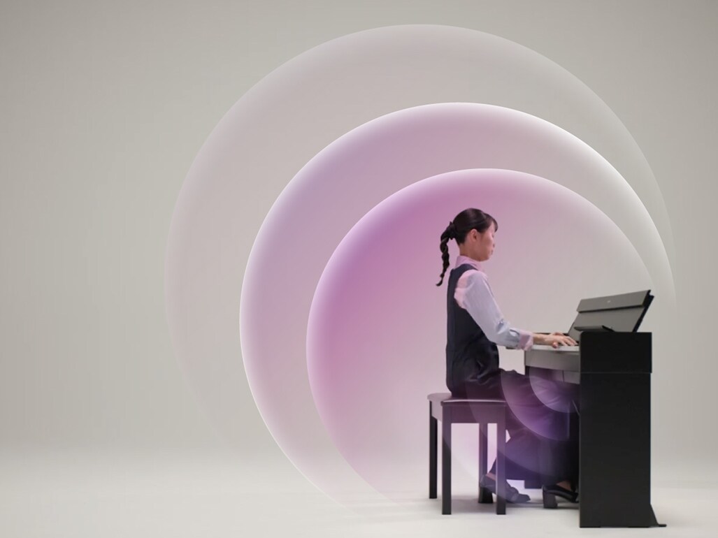 Sound waves expanding from an ARIUS piano