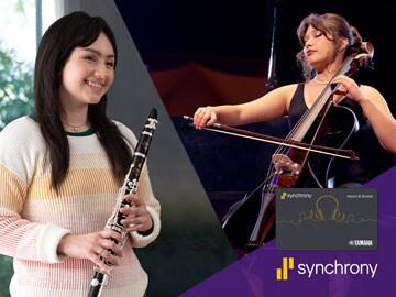 young girls playing yamaha winds and string instruments