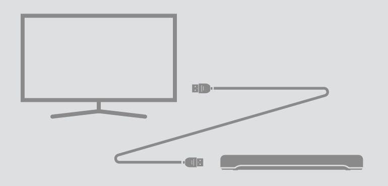 Image showing the SR-C30A sound bar connecting to TV with single cable