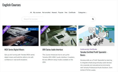 Image displaying search and filter options for All Courses. Screenshot described in more detail in a nearby text.