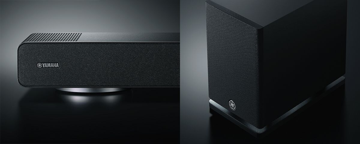 Close up shot of the TRUE X BAR 90A featuring the Sound bar and Subwoofer