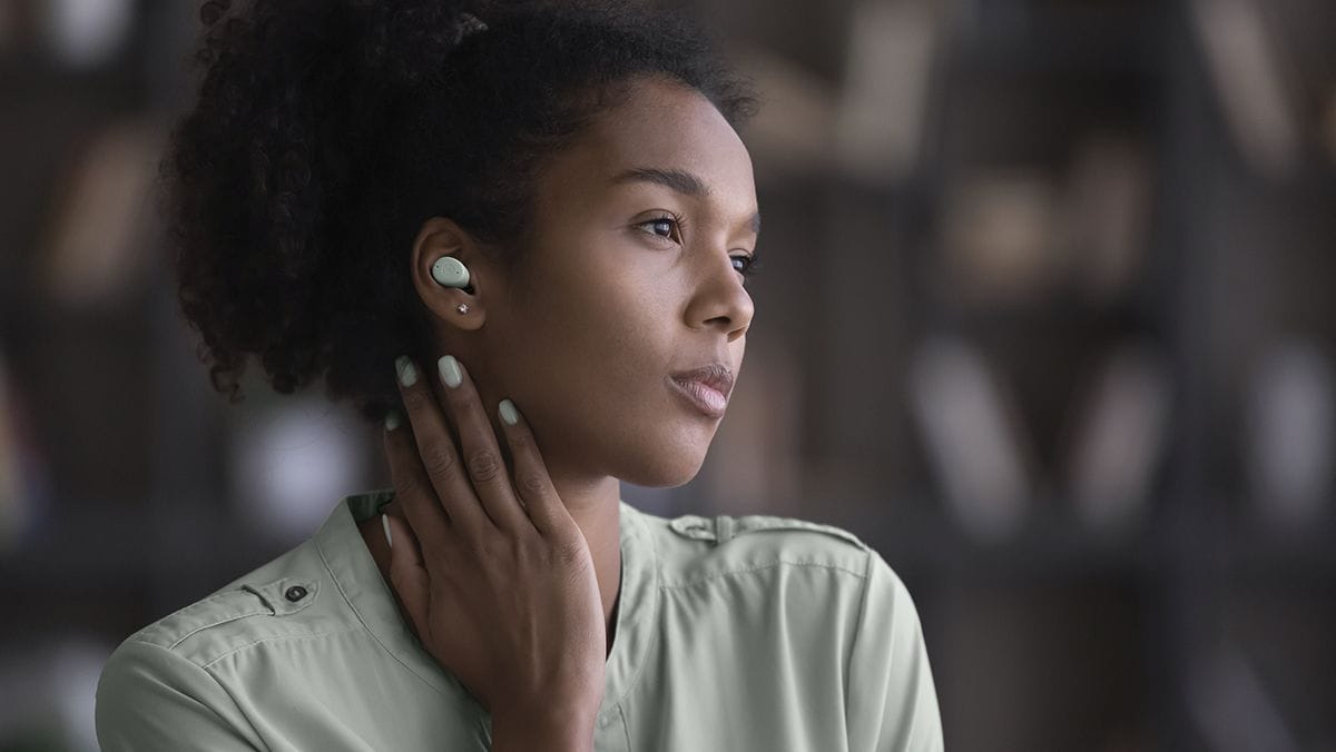 Image showing a woman wearing TW-E3C Wireless Earbuds
