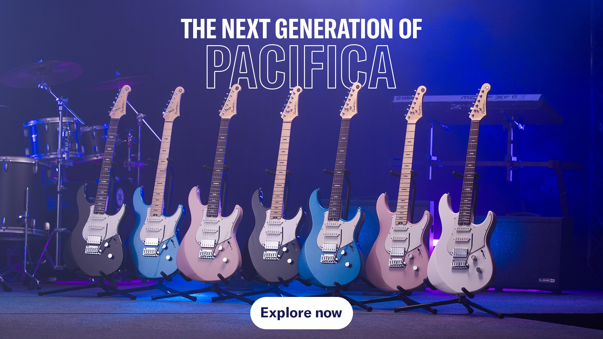 banner image showing yamaha pacifica guitars in different colors