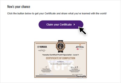 Page with button to download course completion certificate. Screenshot described in more detail in a nearby text. 