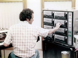 Dr. John Chowning of Stanford University designing sounds using the GS1 voice programmer