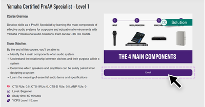 Example of course description with on screen location of the enroll button. Screenshot described in more detail in a nearby text.