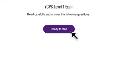Course assessment page with button to begin. Screenshot described in more detail in a nearby text.