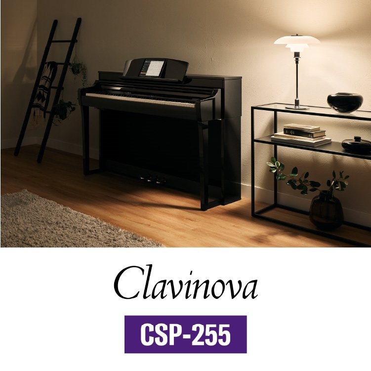Lifestyle image of polished ebony Yamaha Clavinova CSP-255 Digital Piano