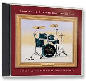 Cover artwork of drumset in winter scene by Alissa Head