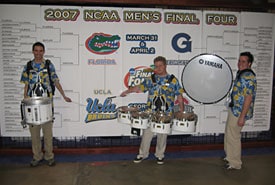 UCLA Drummers in front of NCAA Bracket