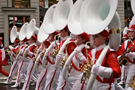 Tuba players march in Macy's Parade