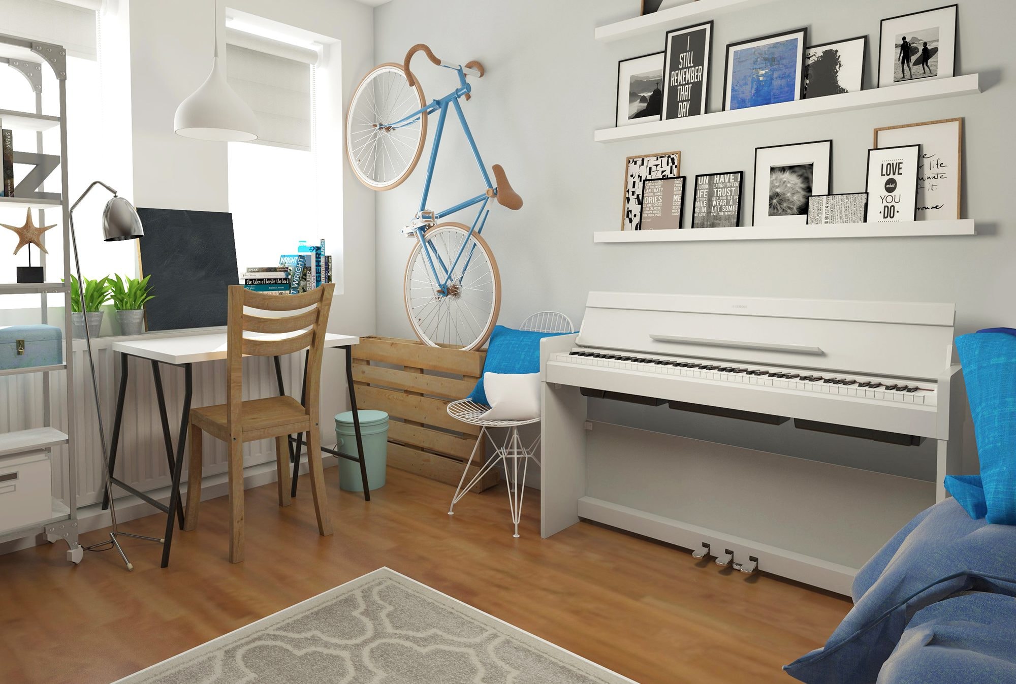 white YDP-S34 piano in a cozy room 01