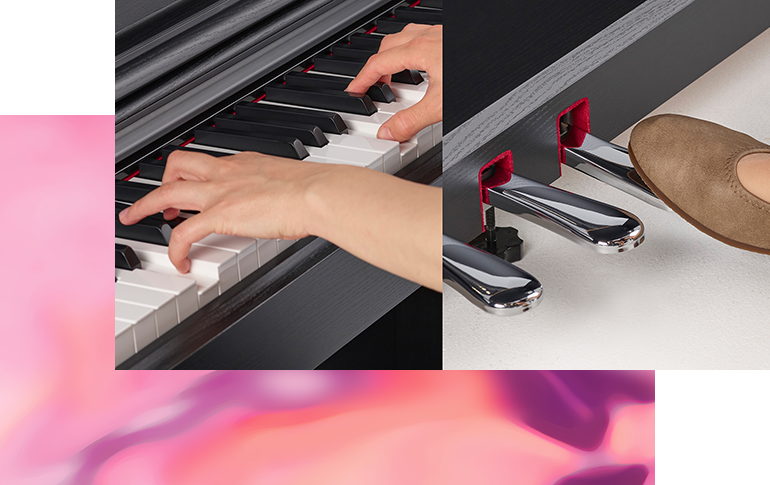 ARIUS YDP-105 88-Key Digital Piano - Showing a piano keys and pedal control