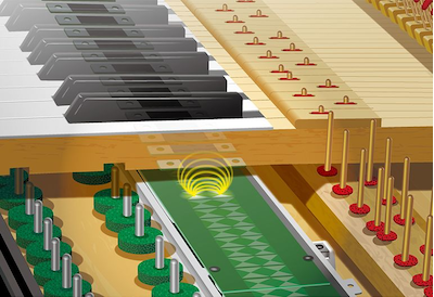 image showing sensor system inside transacoustic piano 