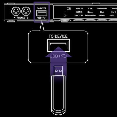 image showing USB flash drive in transacoustic piano 